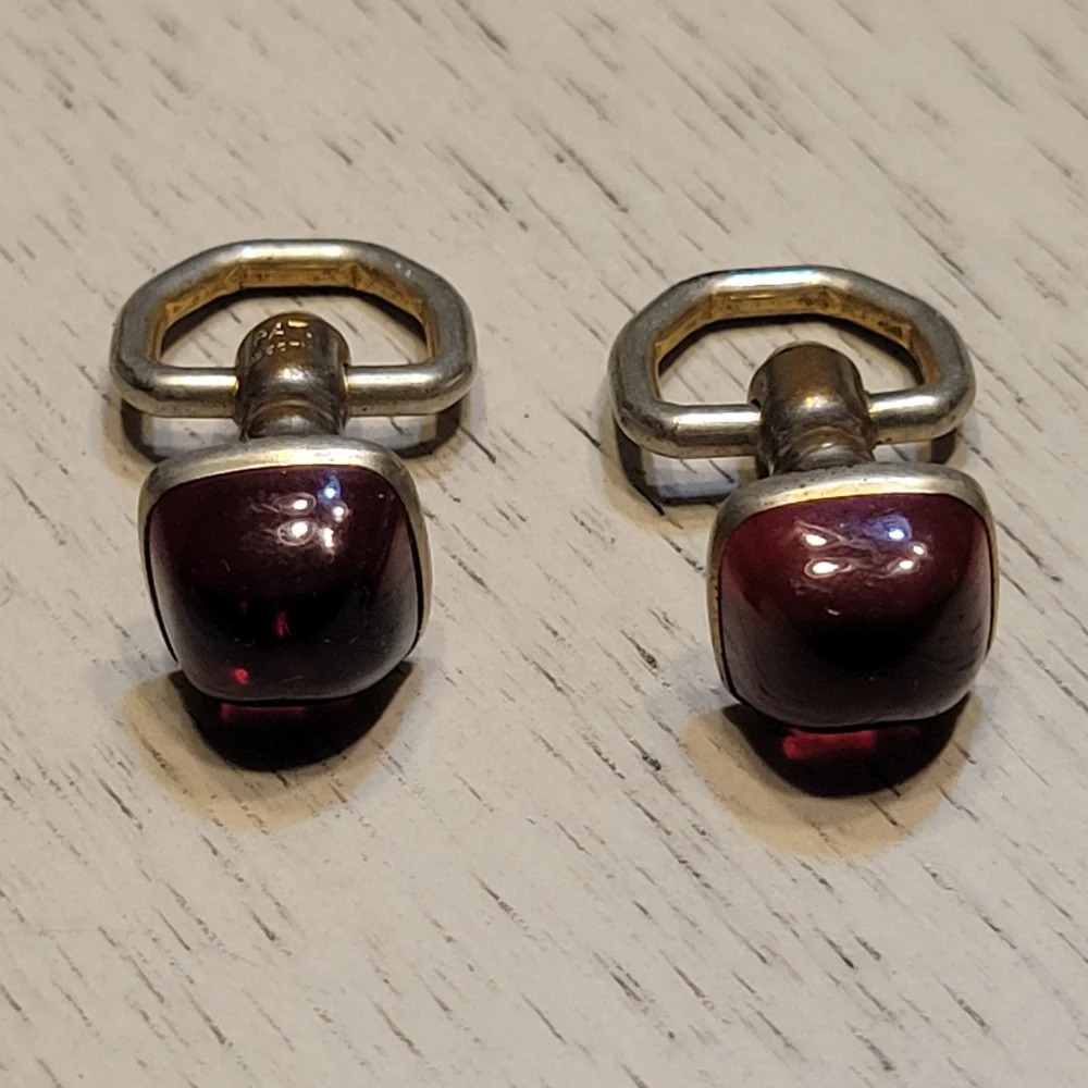 Vintage Hickok Red Glass Cufflinks Men's Accessories Gifts  For‎ Him Pastor Gift